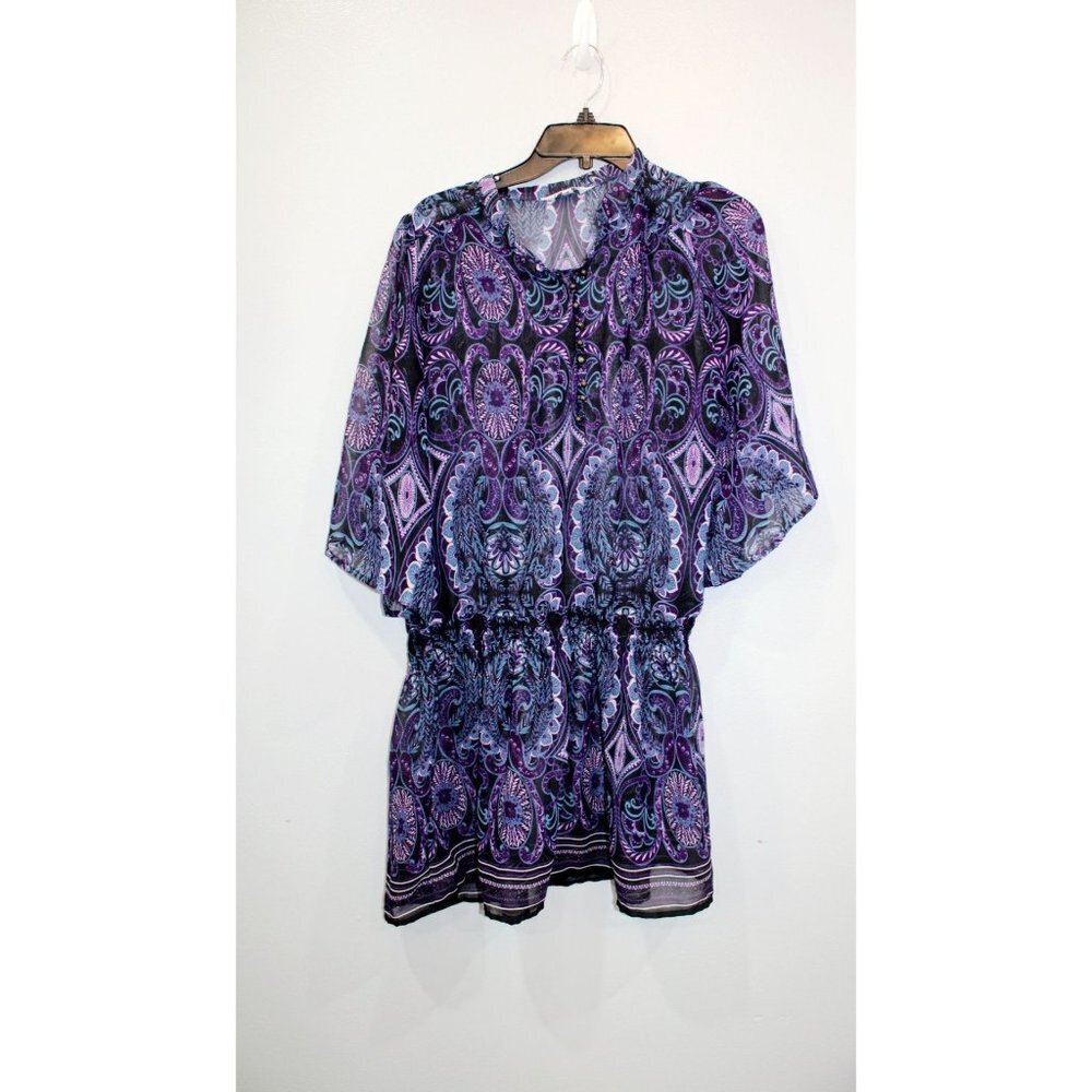 🔥Tramp Black Blue Purple Paisley Swimsuit Cover Up Medium M